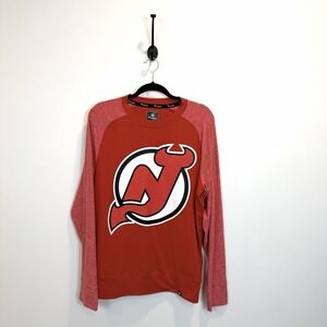 Men's Medium NHL New Jersey Devils Fanatics Red‎ Made 2 Move Raglan Shirt Top